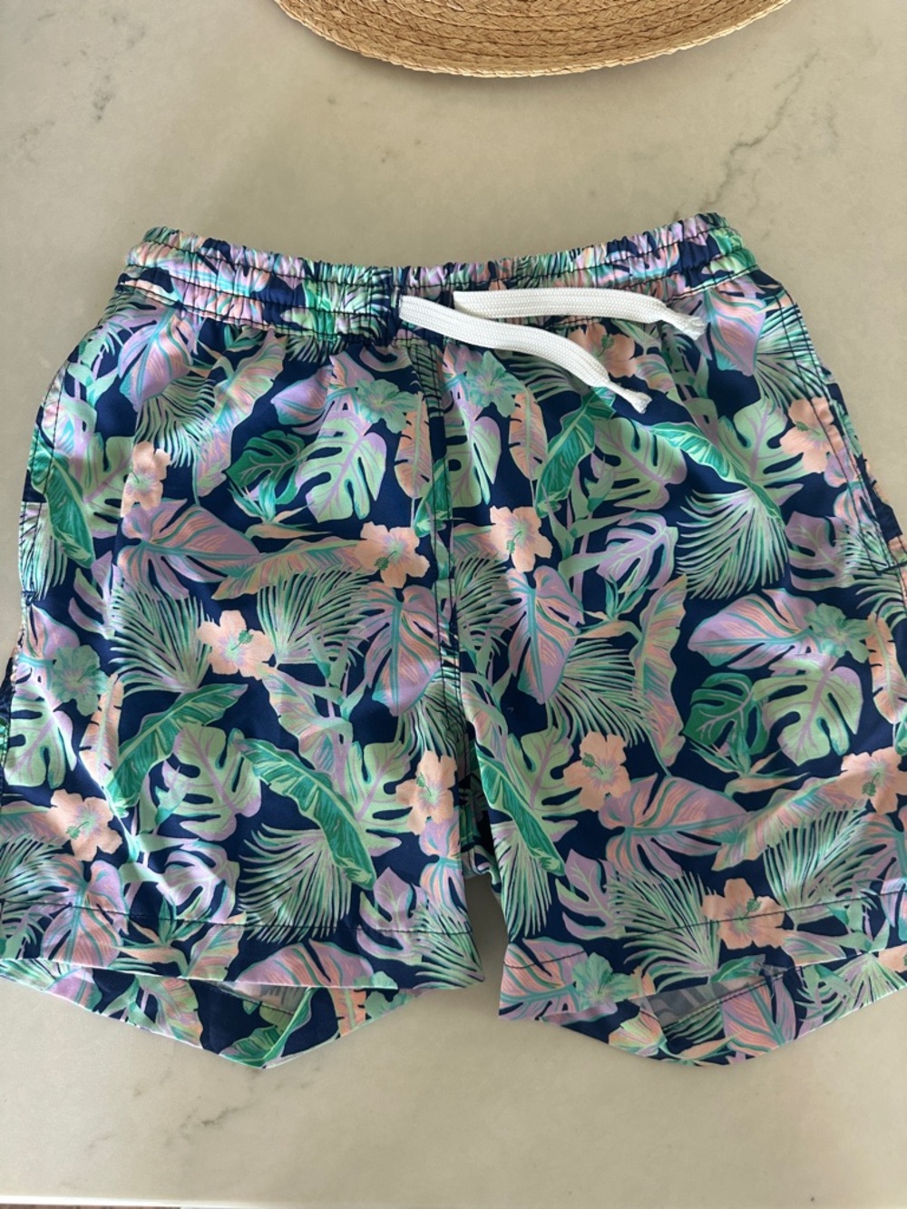 Chubbies-Boys size S Tropical Print Swim Shorts - Navy with Pastel Floral